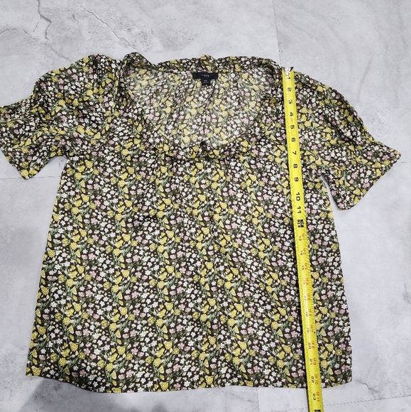 J. Crew XS Ruffle Featherweight Satin Scoopneck Top Floral Stripe - Picture 9 of 10